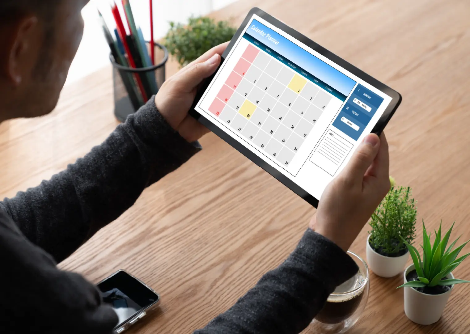 Calendario de contenidos para una estrategia de gestión de redes sociales.